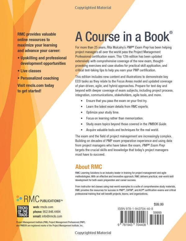 PMP® Exam Prep: Aligned with the PMBOK® Guide, Eighth Edition, and the current Exam Content Outline (ECO), 12/e